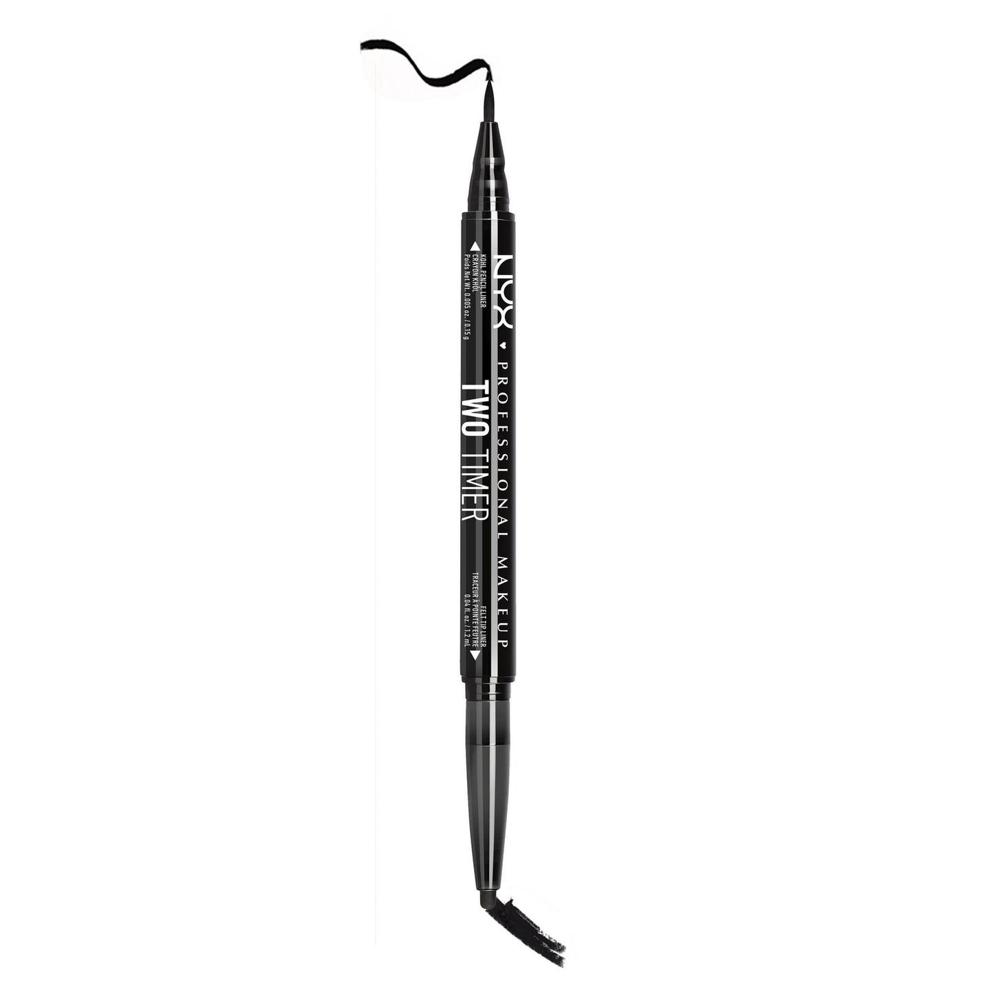 NYX PROFESSIONAL MAKEUP Two-Timer Dual Ended Eyeliner Pencil Jet Black (TT01)