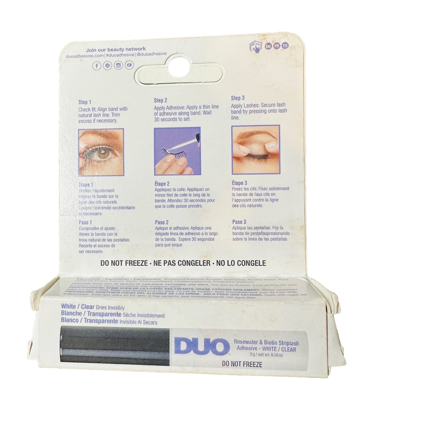 Ardell DUO Rosewater & Biotin Striplash Adhesive White Clear