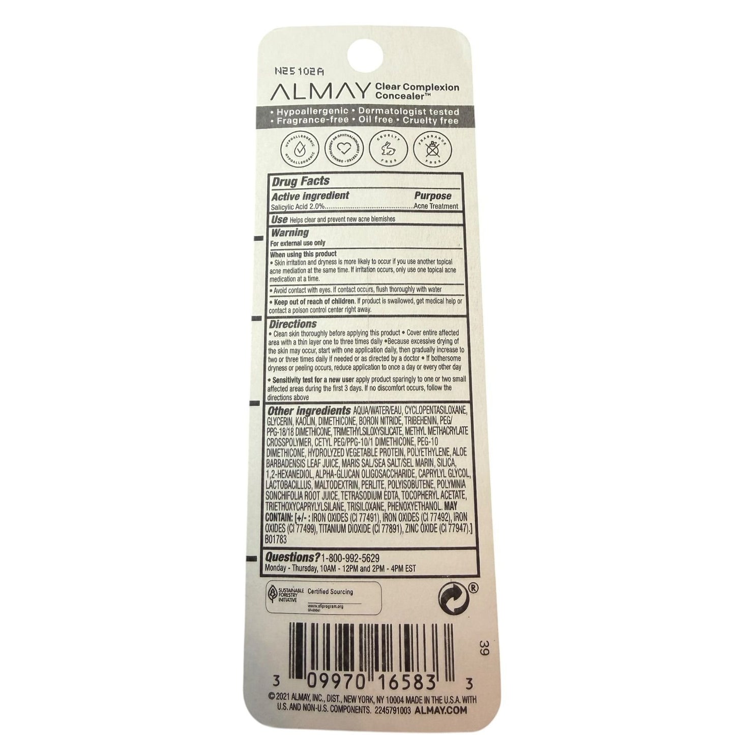 Almay Clear Complexion Concealer 9mL Salicylic Acid Acne-Targeting New