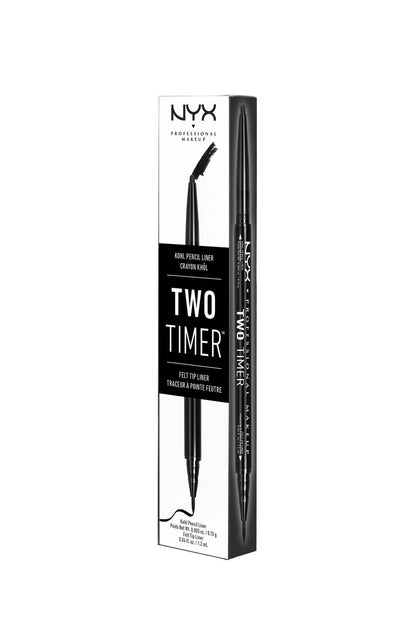 NYX PROFESSIONAL MAKEUP Two-Timer Dual Ended Eyeliner Pencil Jet Black (TT01)