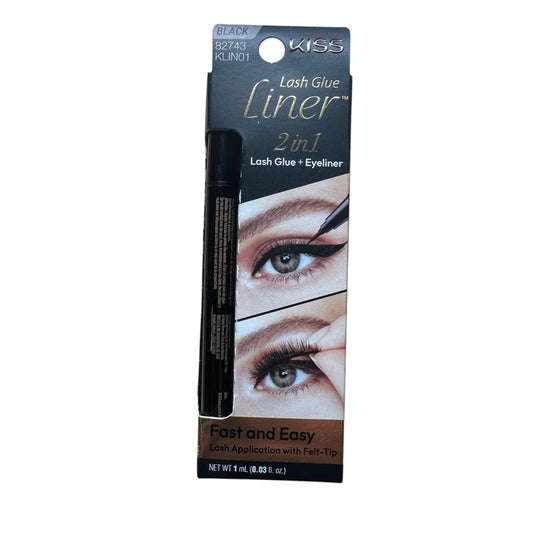 KISS Lash Glue Liner 2 in 1 Black Eyeliner Felt Tip Pen Black 82743 KLIN01