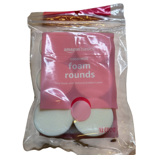 Amazon Basics Cosmetic Foam Rounds Makeup Sponges Applicators 12 Count