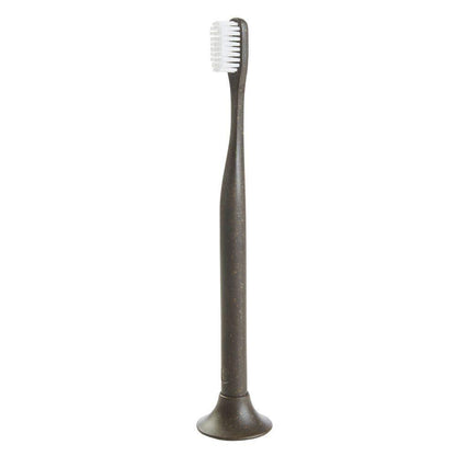 Bogobrush Compostable Toothbrush with Soft Nylon Bristles Stand in Coffee Brown